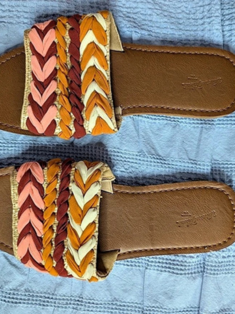 Universal Thread Multicolor Braided Strap Slide Sandals Flat Faux Leather 9